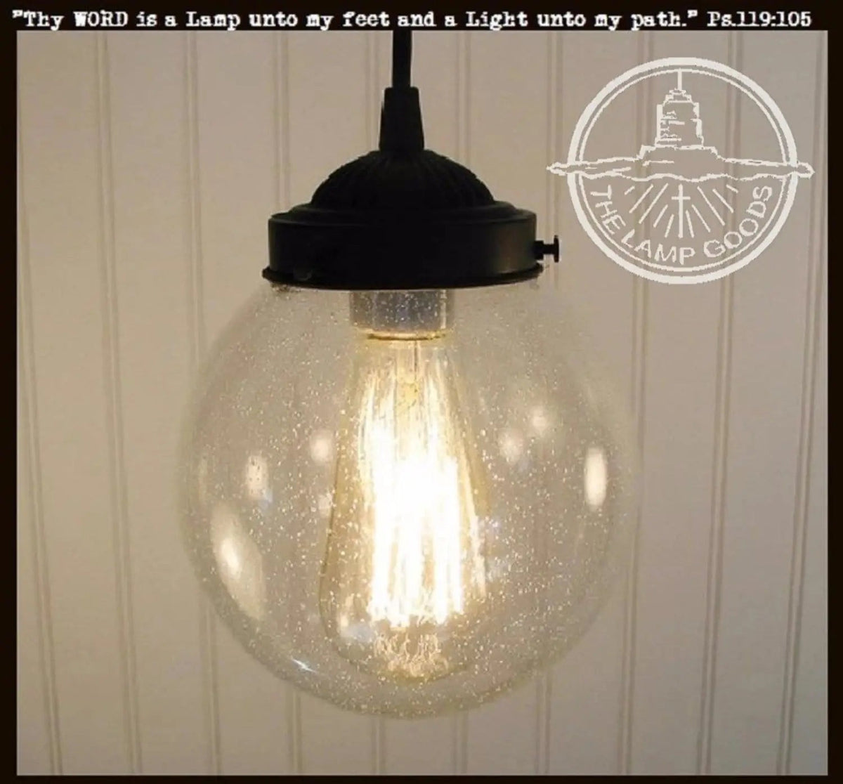  Antique Seeded Glass Pendant Light