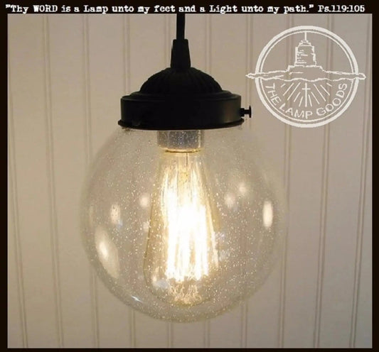  Antique Seeded Glass Pendant Light