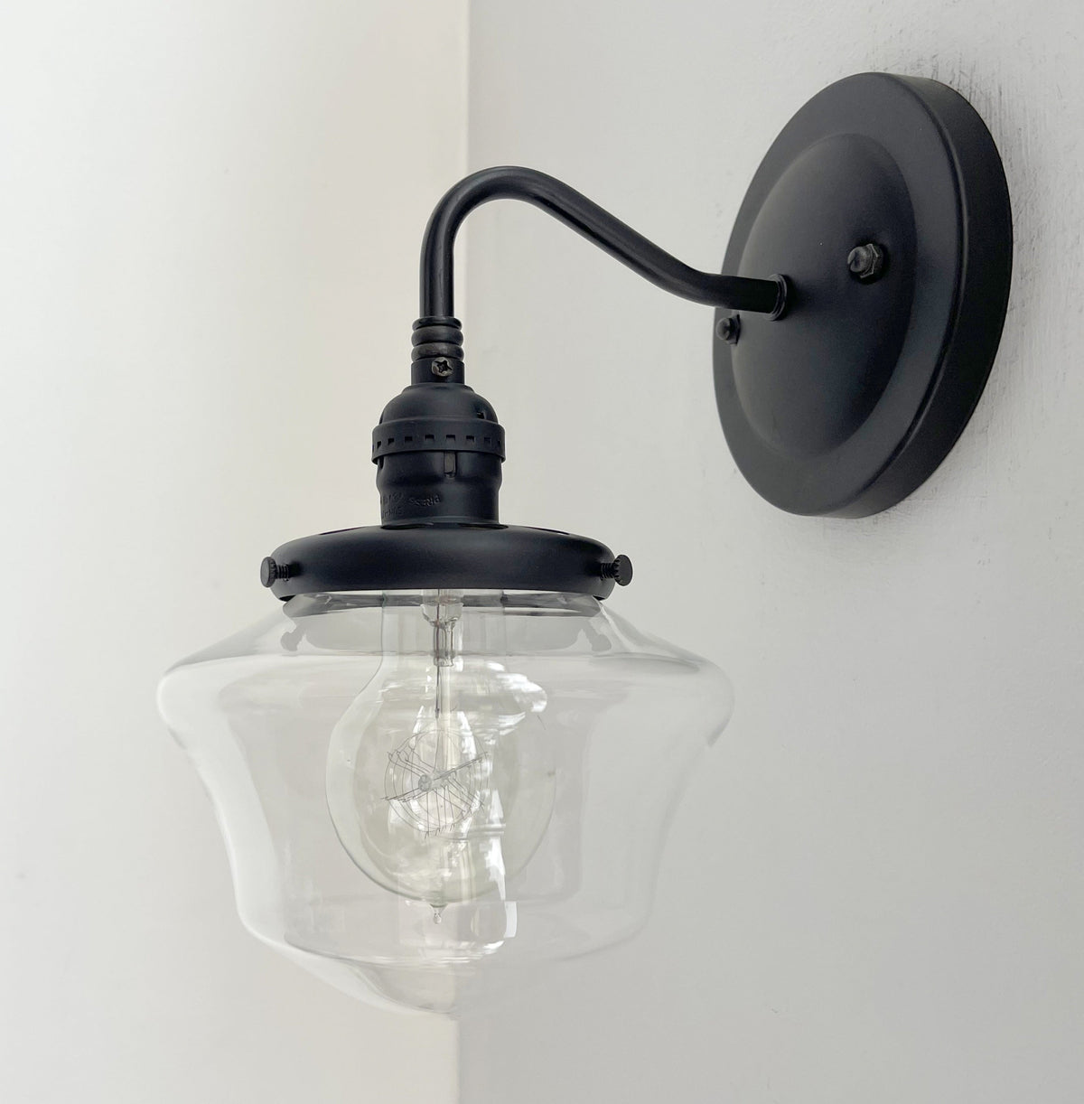  Clear Schoolhouse Glass Wall Sconce Light Fixture