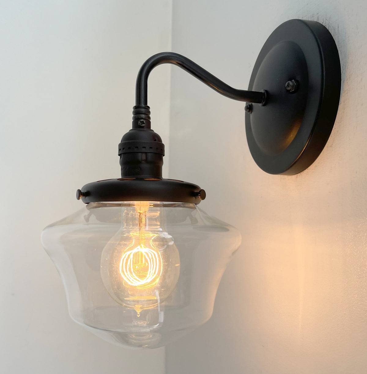  Clear Schoolhouse Glass Wall Sconce Light Fixture