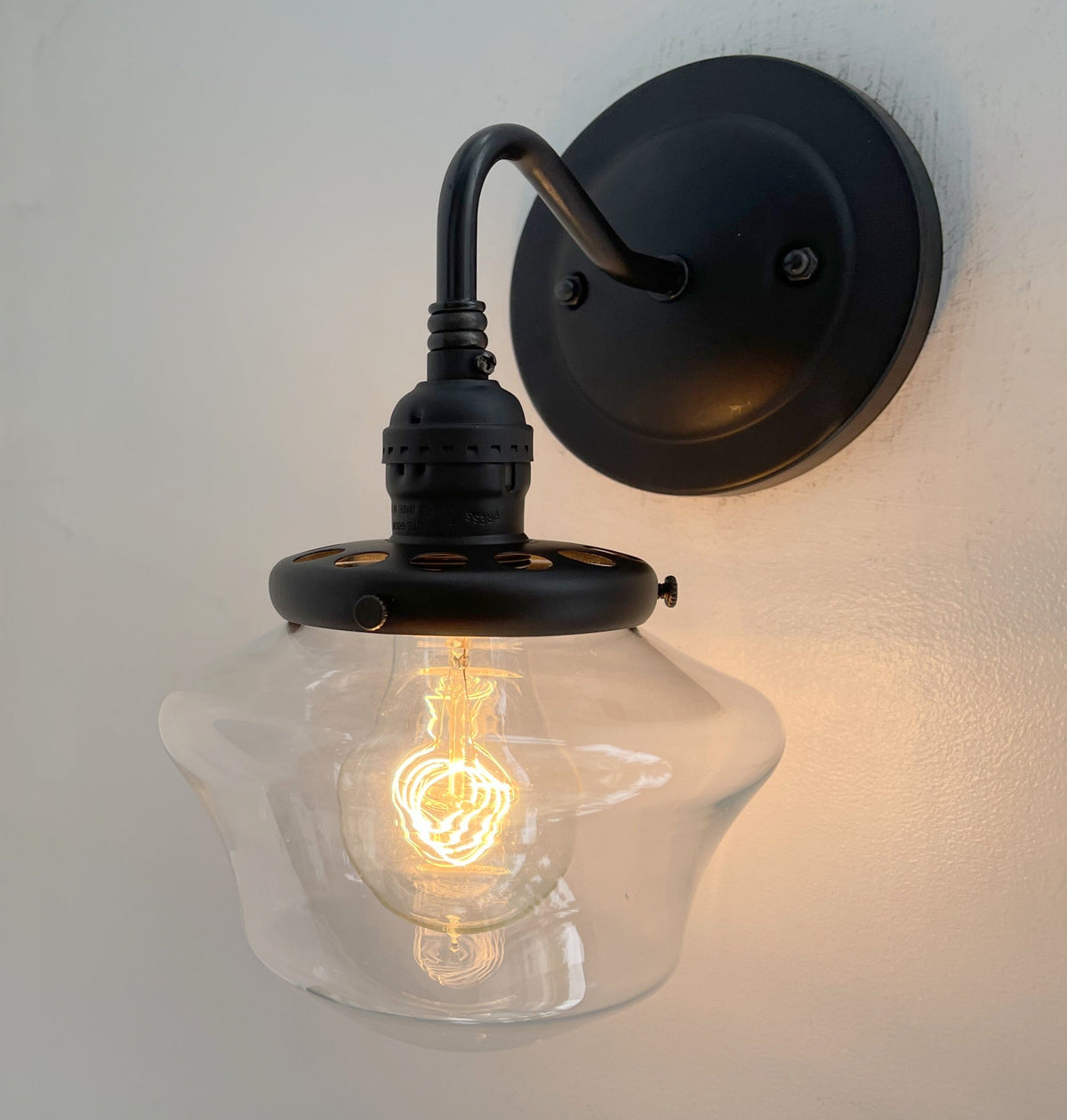  Clear Schoolhouse Glass Wall Sconce Light Fixture