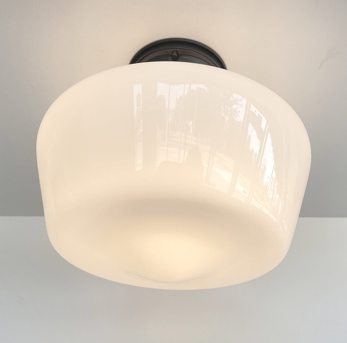  Large Urban Schoolhouse Milk Glass LIGHT Fixture