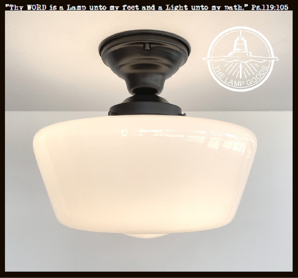  Large Urban Schoolhouse Milk Glass LIGHT Fixture