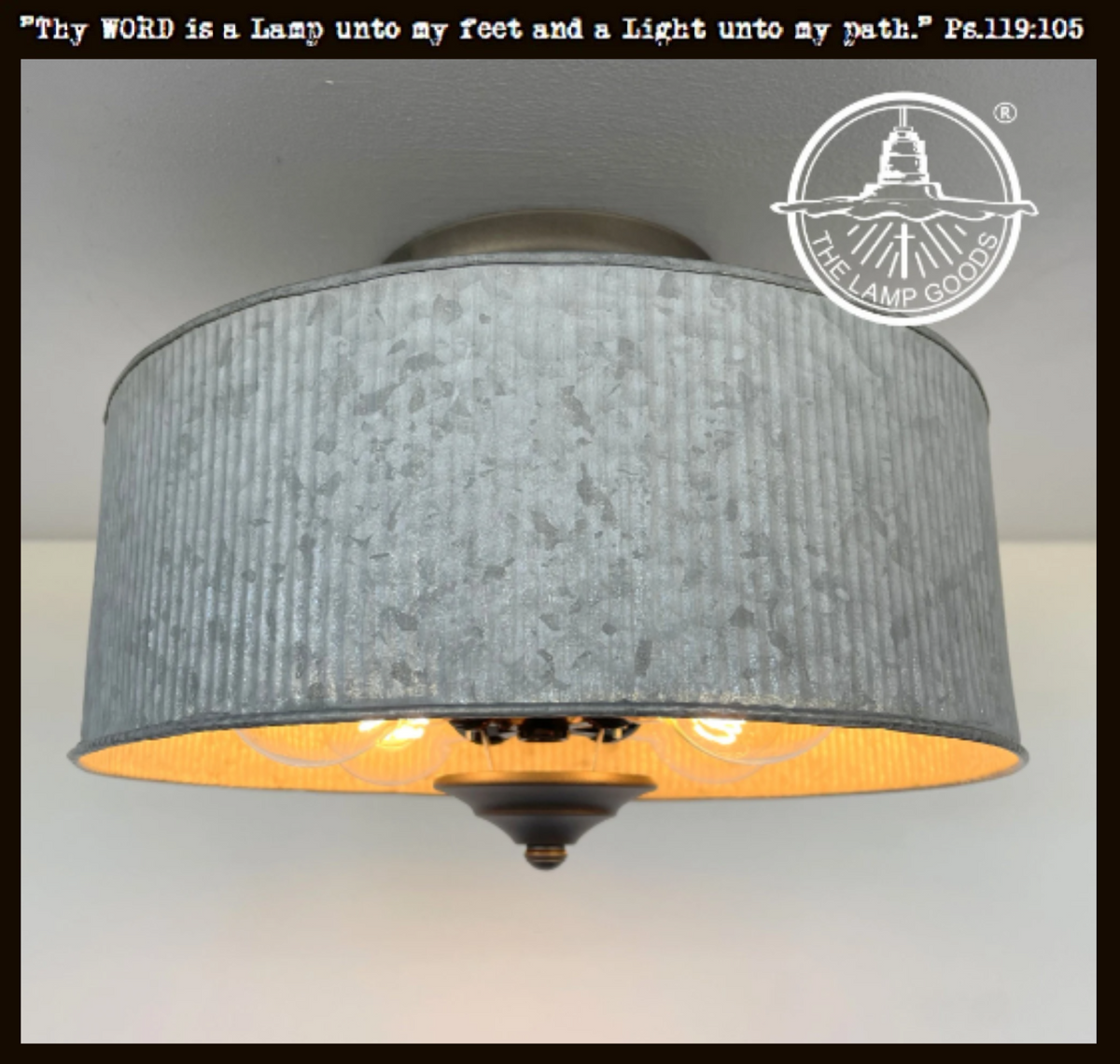  Galvanized Barn Drum Modern Farmhouse Ceiling Light