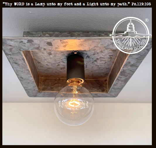  Square Galvanized Farmhouse Ceiling Light Fixture