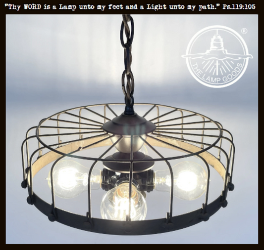  Rustic Industrial Cage Chandelier Light