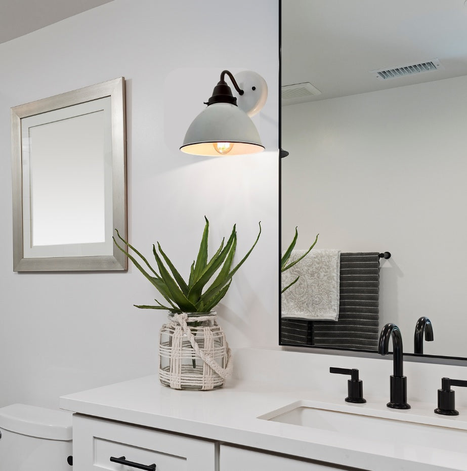  White Enamel Wall SCONCE Farmhouse Lighting