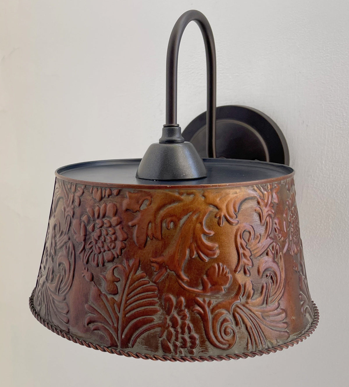  Bronze Copper Embossed Wall Sconce Light Fixture