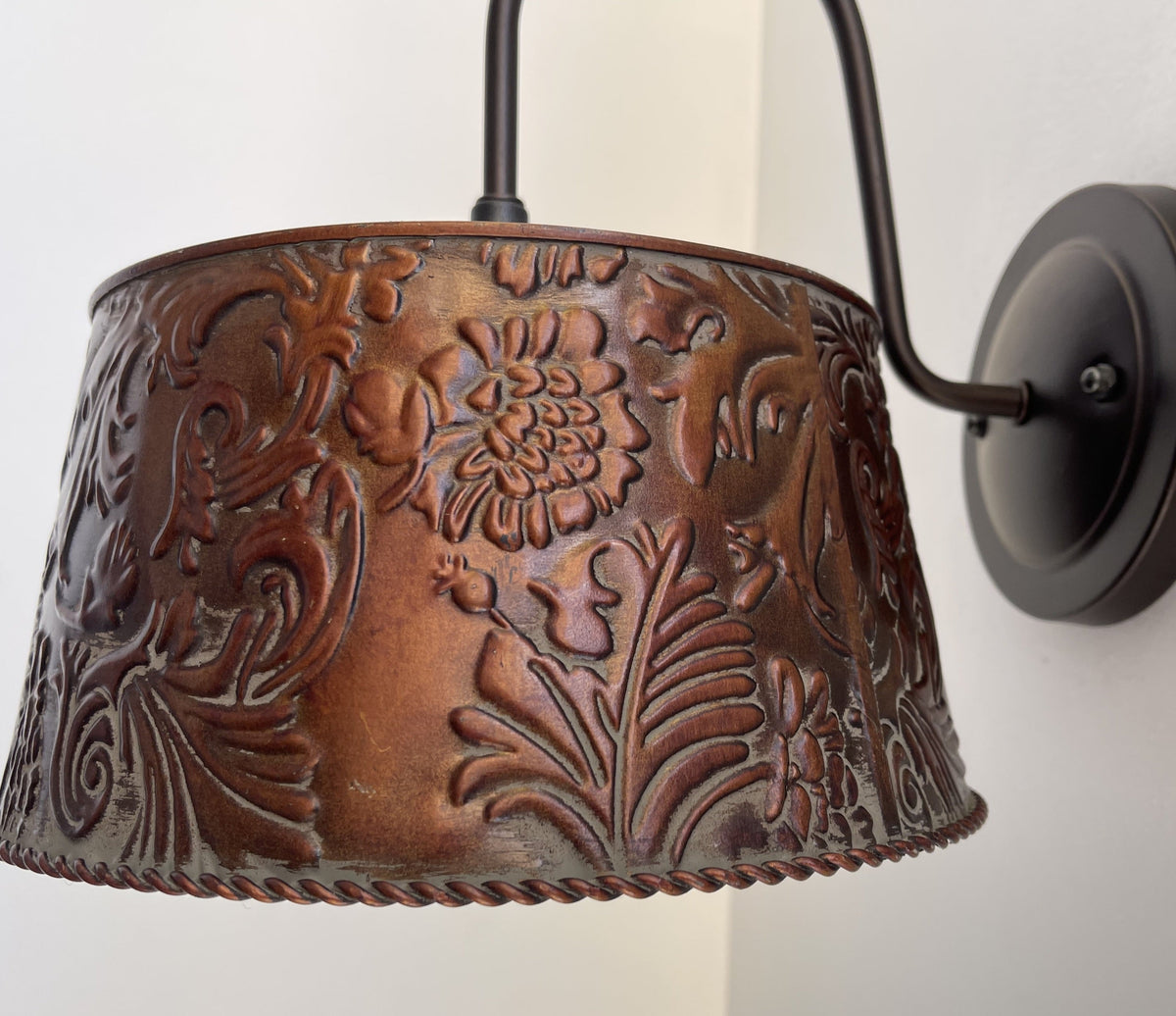  Bronze Copper Embossed Wall Sconce Light Fixture
