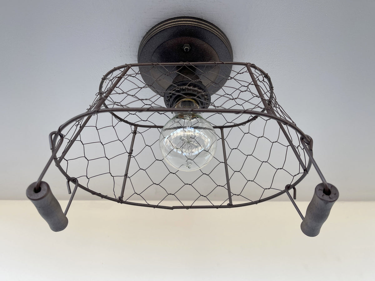  CHICKEN WIRE Farmhouse Ceiling Light - Rectangular