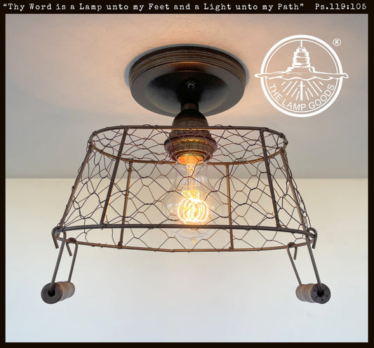  CHICKEN WIRE Farmhouse Ceiling Light - Rectangular