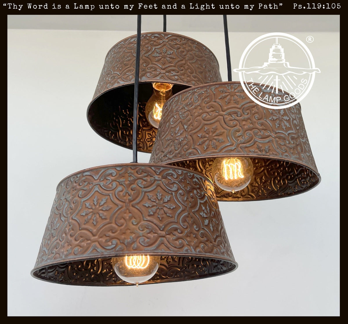  Ornate Copper CHANDELIER TRIO Light