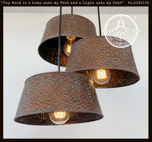  Ornate Copper CHANDELIER TRIO Light