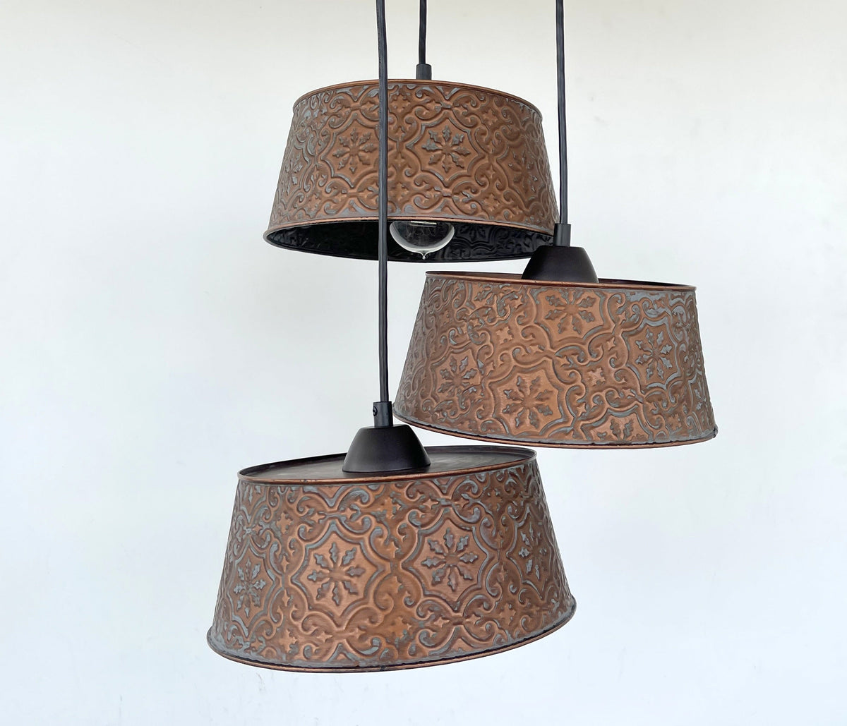  Ornate Copper CHANDELIER TRIO Light
