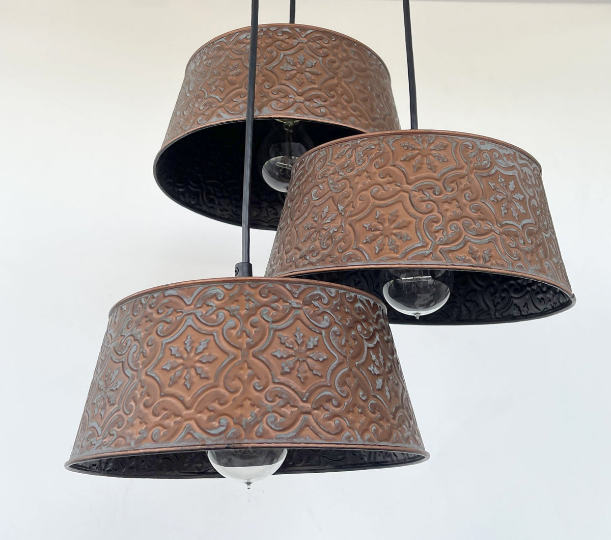  Ornate Copper CHANDELIER TRIO Light