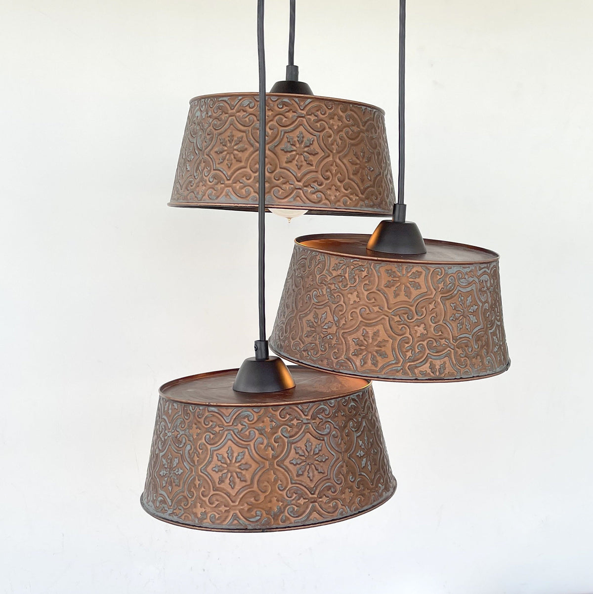  Ornate Copper CHANDELIER TRIO Light