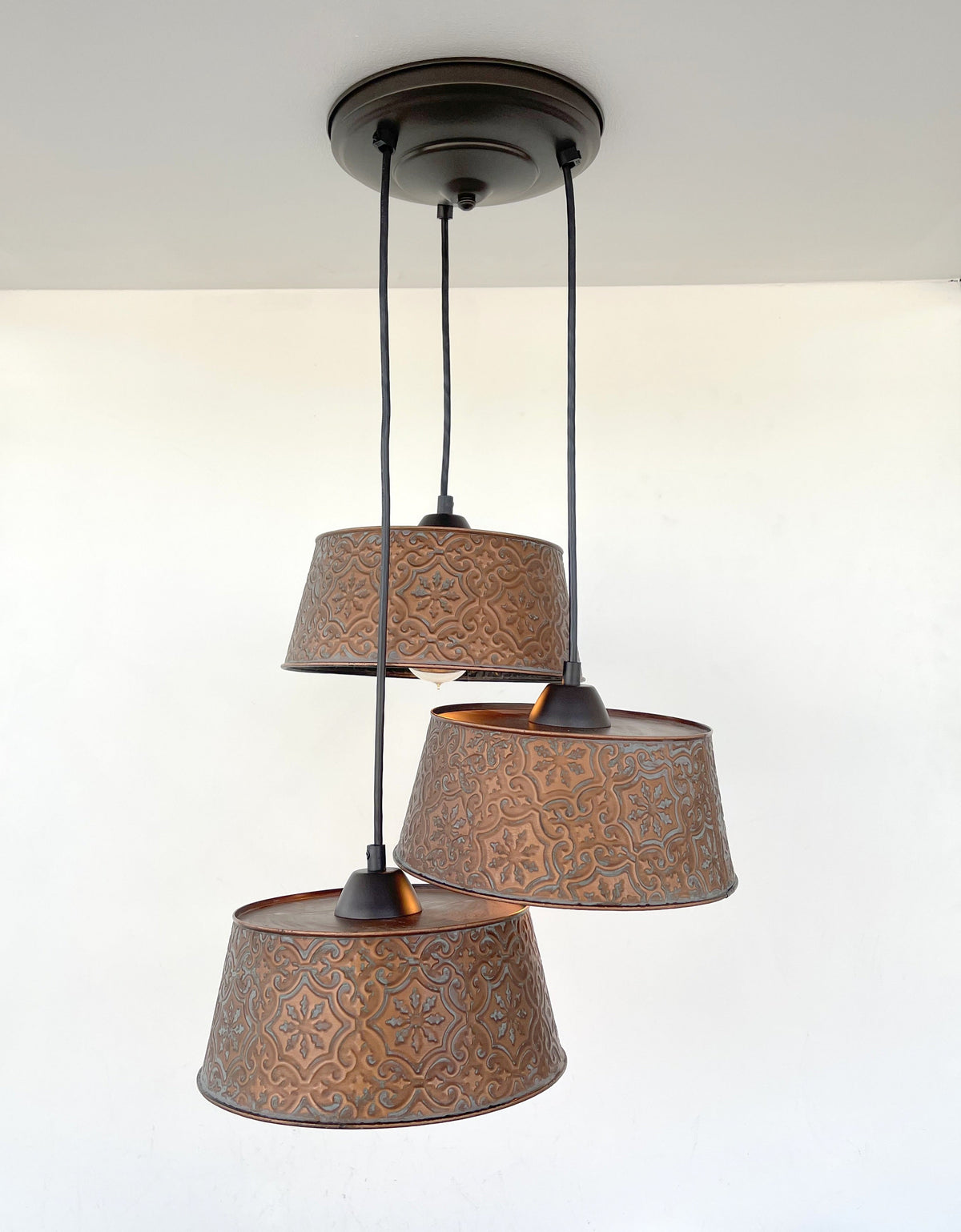  Ornate Copper CHANDELIER TRIO Light