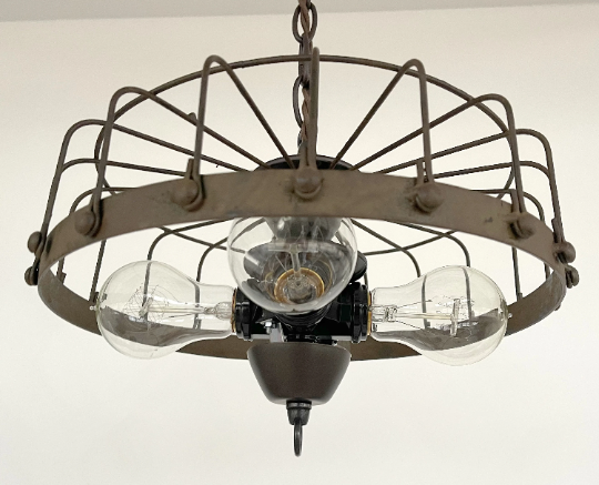  Rustic Industrial Cage Chandelier Light