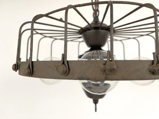  Rustic Industrial Cage Chandelier Light