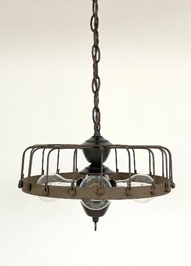 Rustic Industrial Cage Chandelier Light