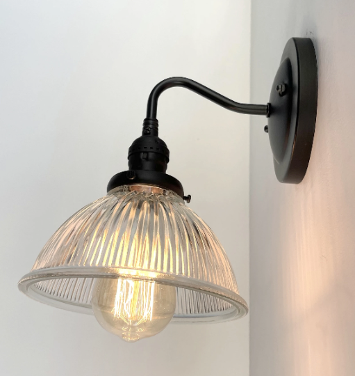  Glass Wall Sconce Light Fixture Factory Holophane Shade