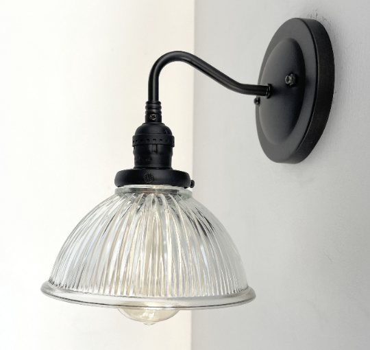  Glass Wall Sconce Light Fixture Factory Holophane Shade