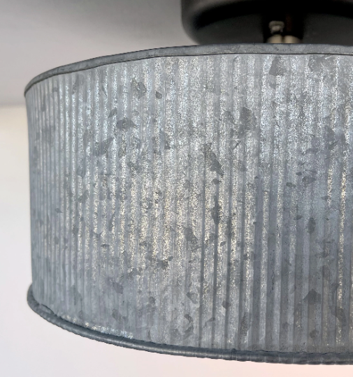 Galvanized Barn Drum Modern Farmhouse Ceiling Light