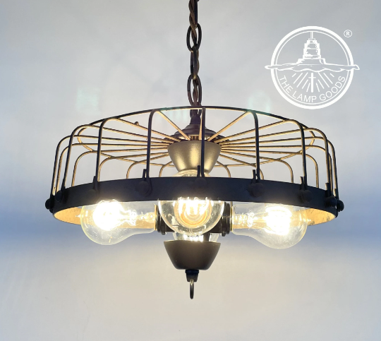  Rustic Industrial Cage Chandelier Light