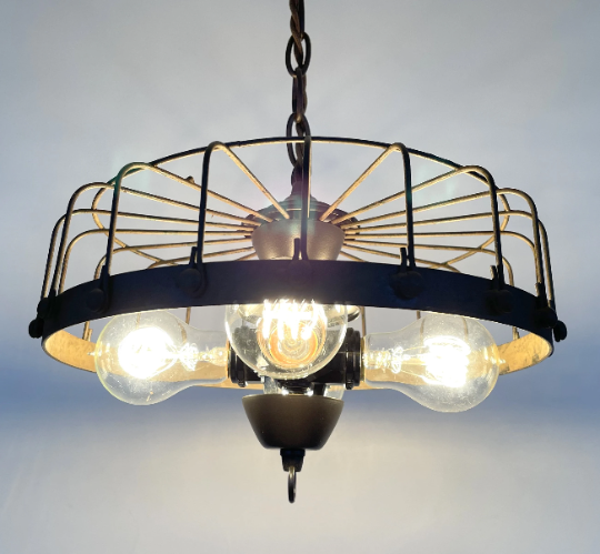  Rustic Industrial Cage Chandelier Light