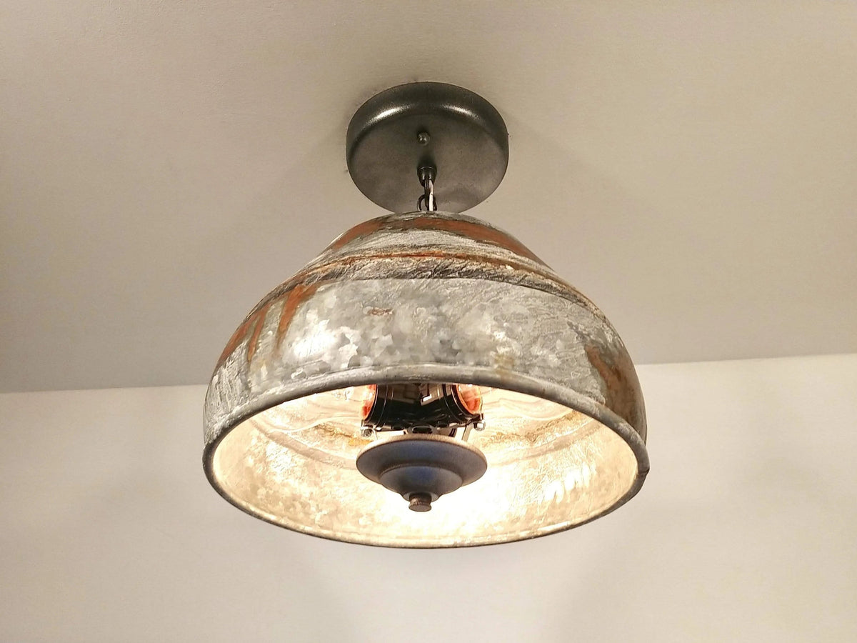  Rustic Bucket Chain Ceiling Light