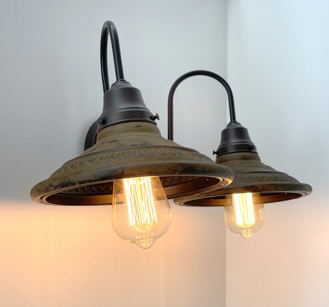 DOUBLE Rustic INDUSTRIAL Farmhouse Wall Light Fixture