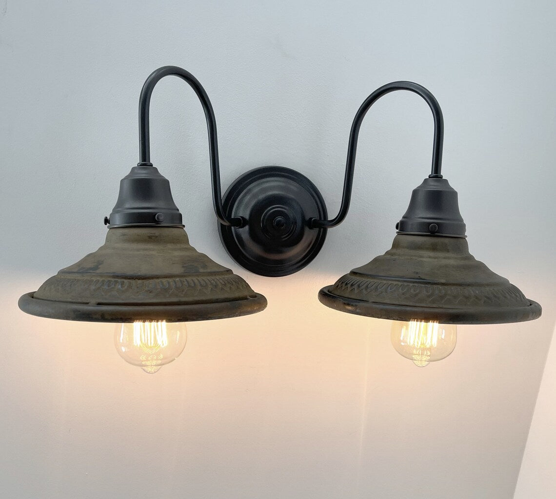  DOUBLE Rustic INDUSTRIAL Farmhouse Wall Light Fixture