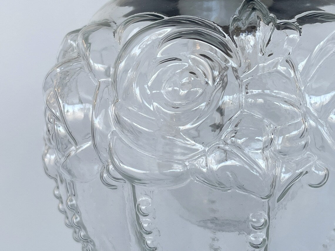  Embossed Flush Mount Globe Antique Ceiling Light Glass