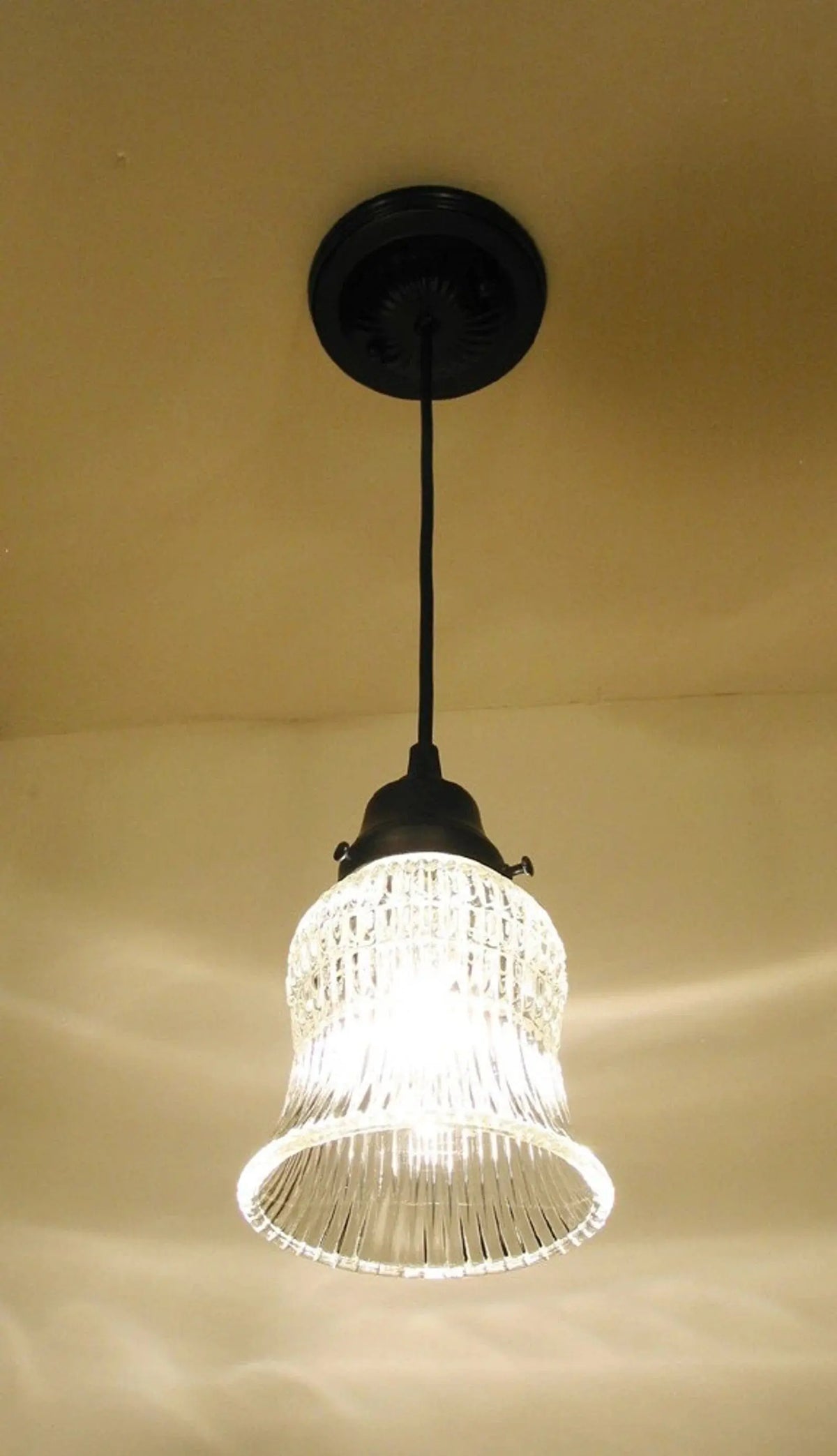  Vintage Bell Glass Hanging Pendant Light