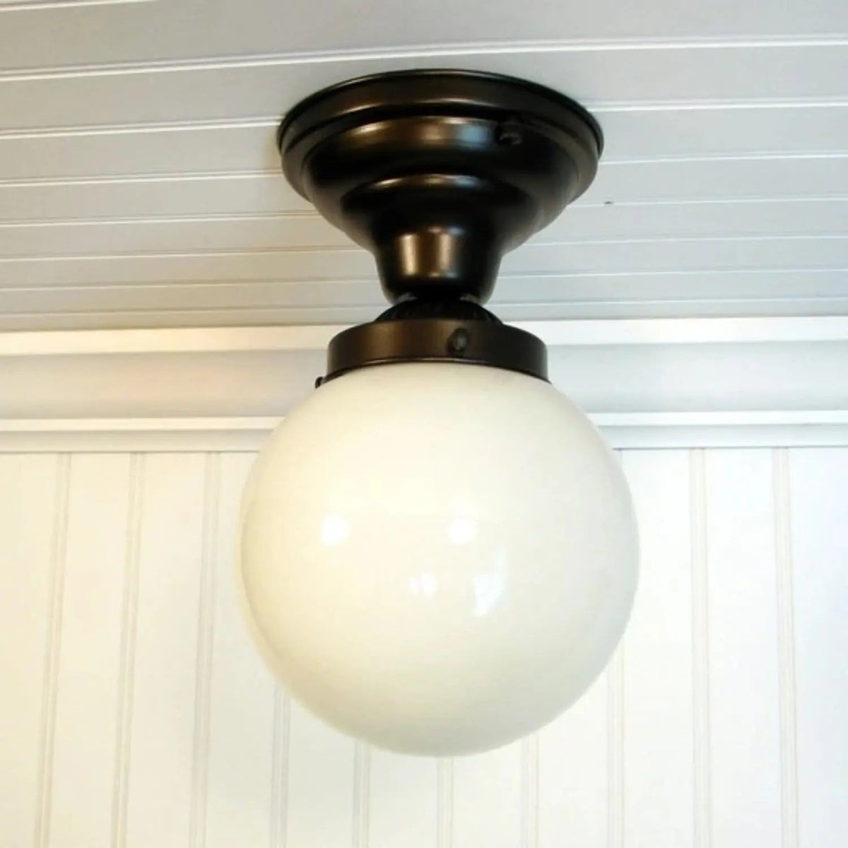  Modern Milk Glass GLOBE Ceiling Light