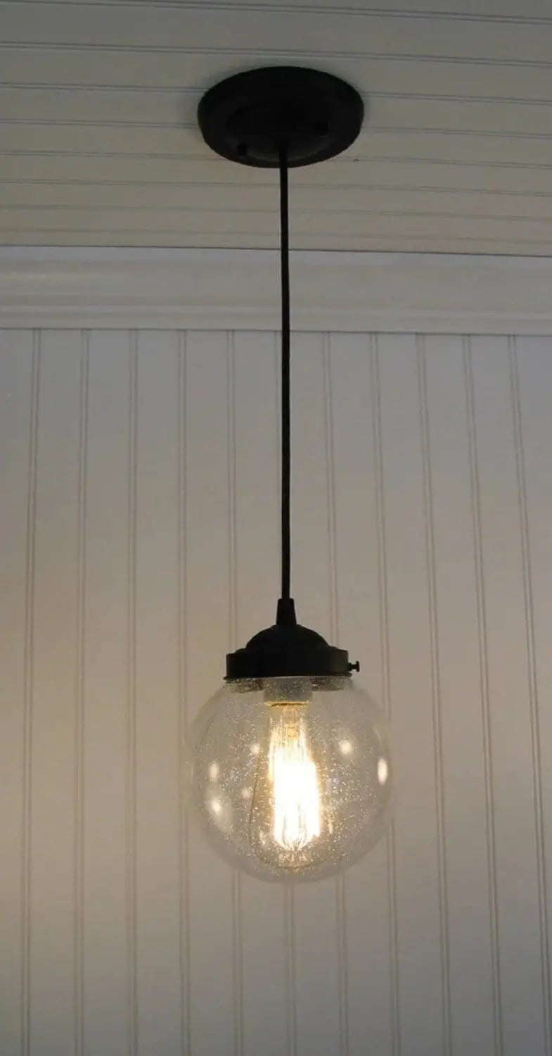  Antique Seeded Glass Pendant Light