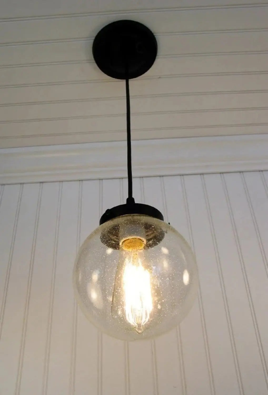  Antique Seeded Glass Pendant Light