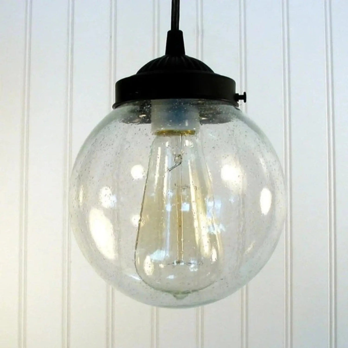  Antique Seeded Glass Pendant Light