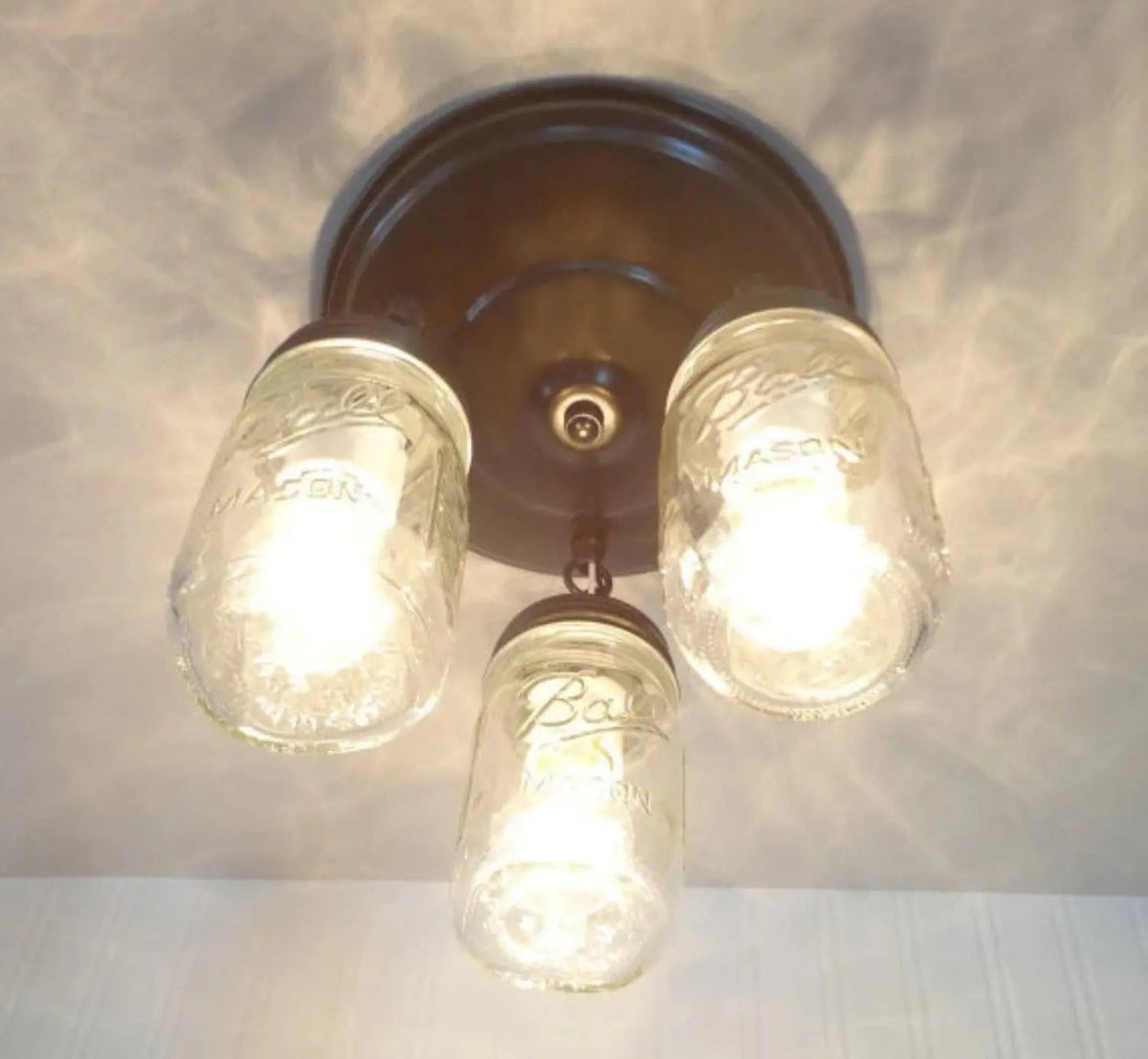  Mason Jar LIGHT FIXTURE New PINT Chain Trio