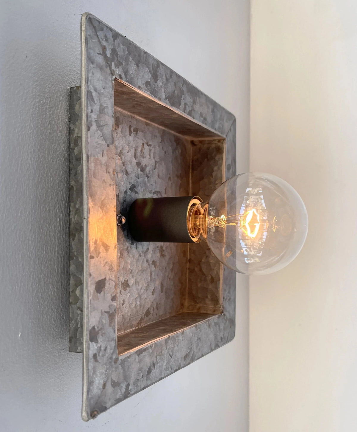  Square Galvanized Farmhouse Ceiling Light Fixture
