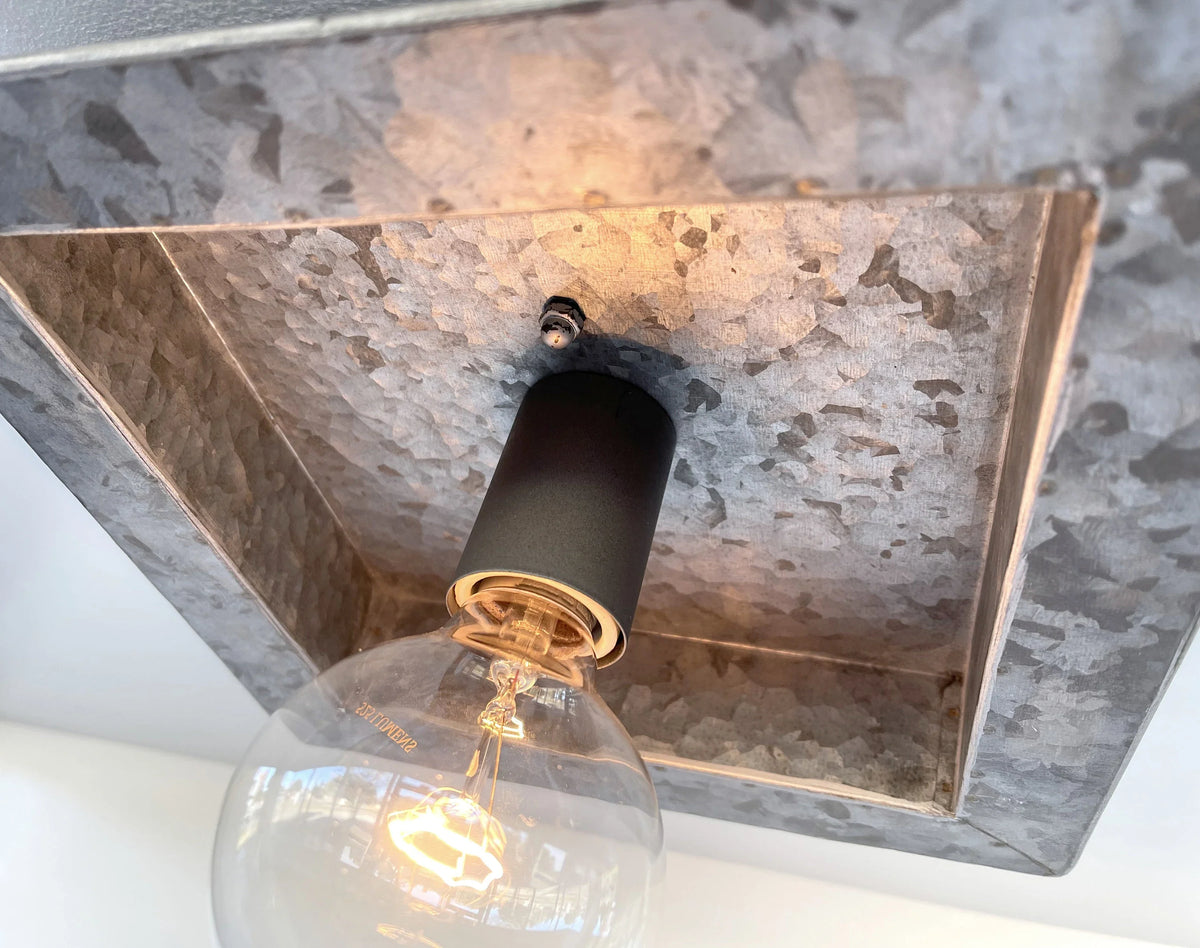  Square Galvanized Farmhouse Ceiling Light Fixture
