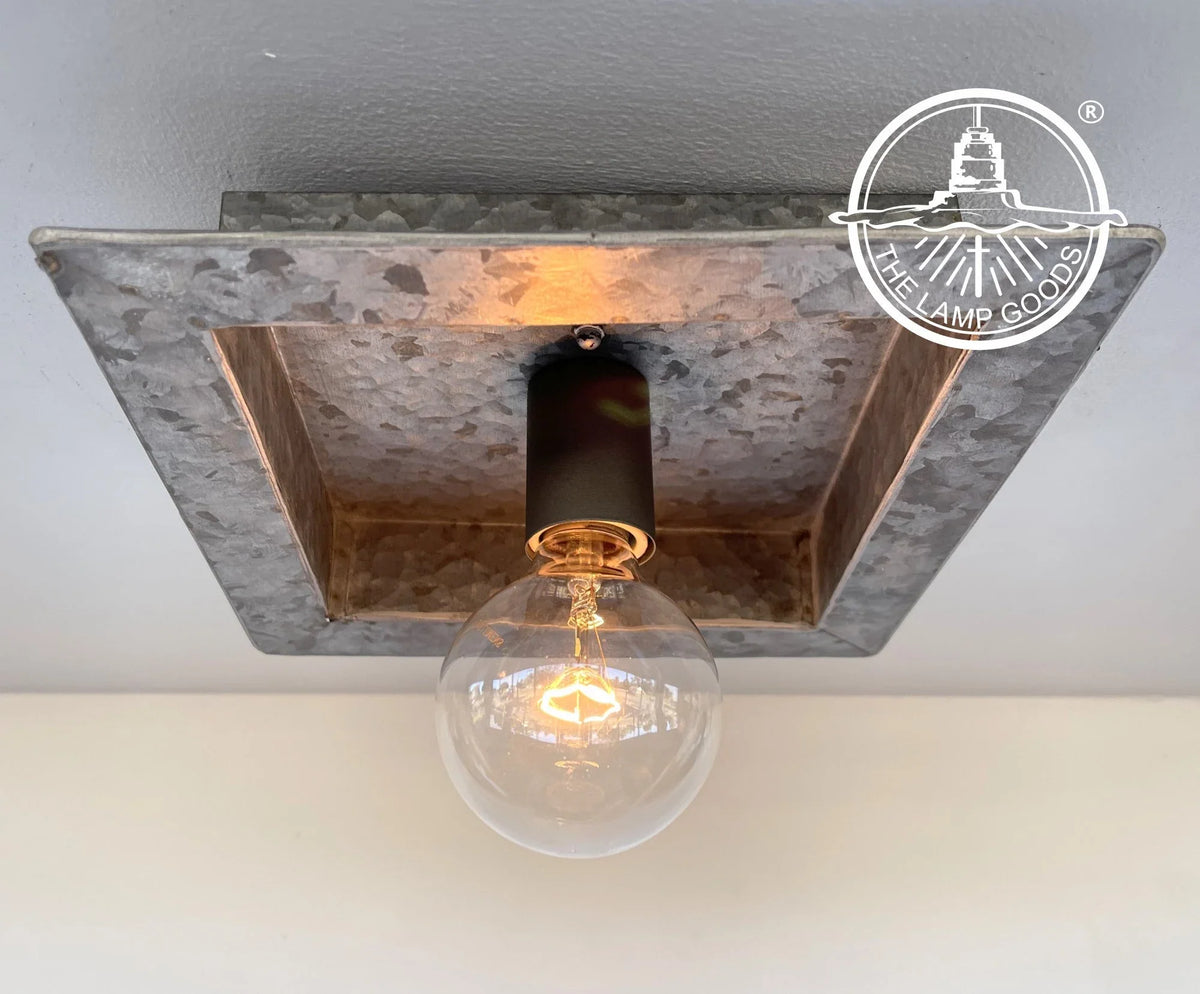  Square Galvanized Farmhouse Ceiling Light Fixture