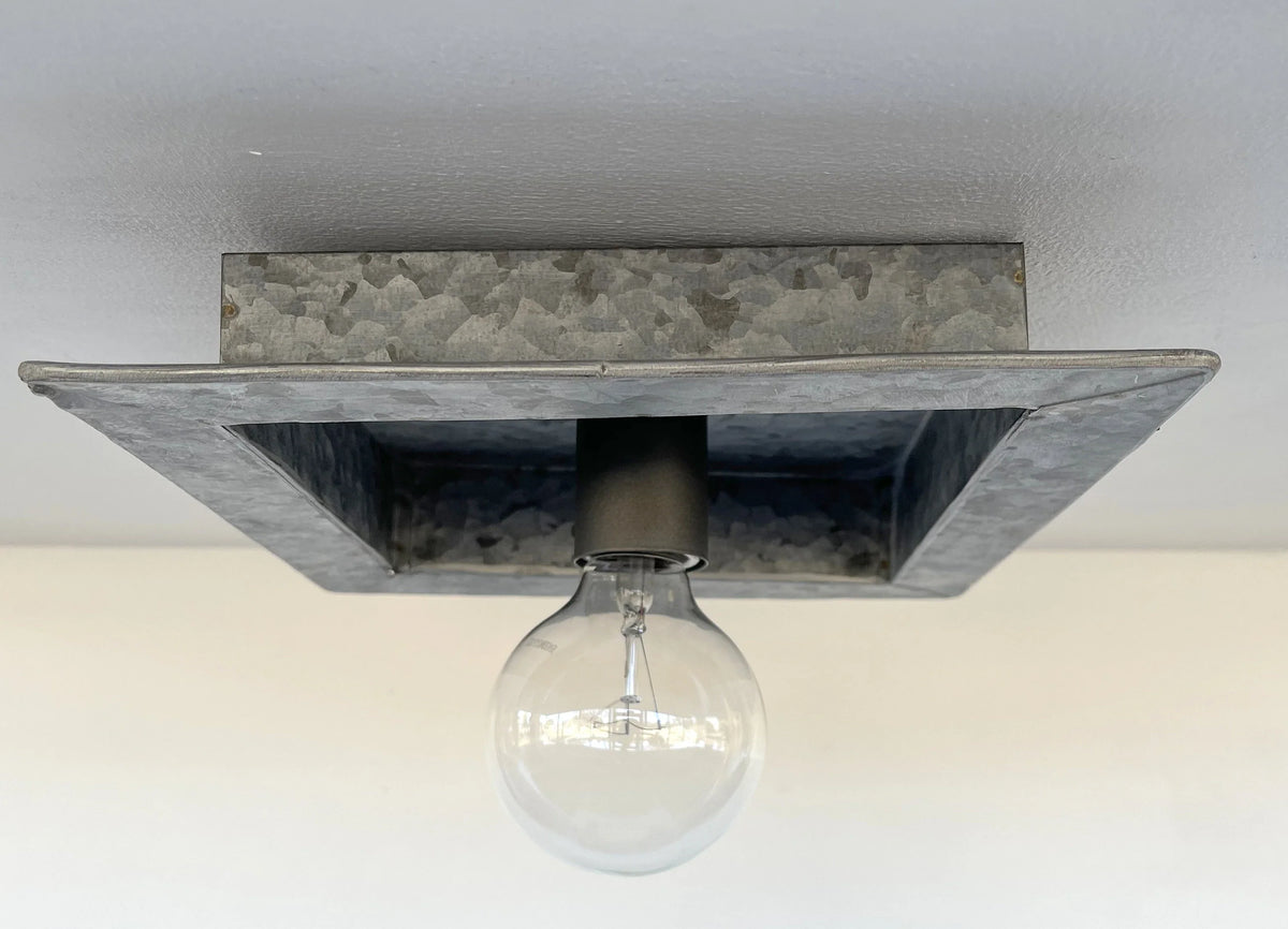  Square Galvanized Farmhouse Ceiling Light Fixture