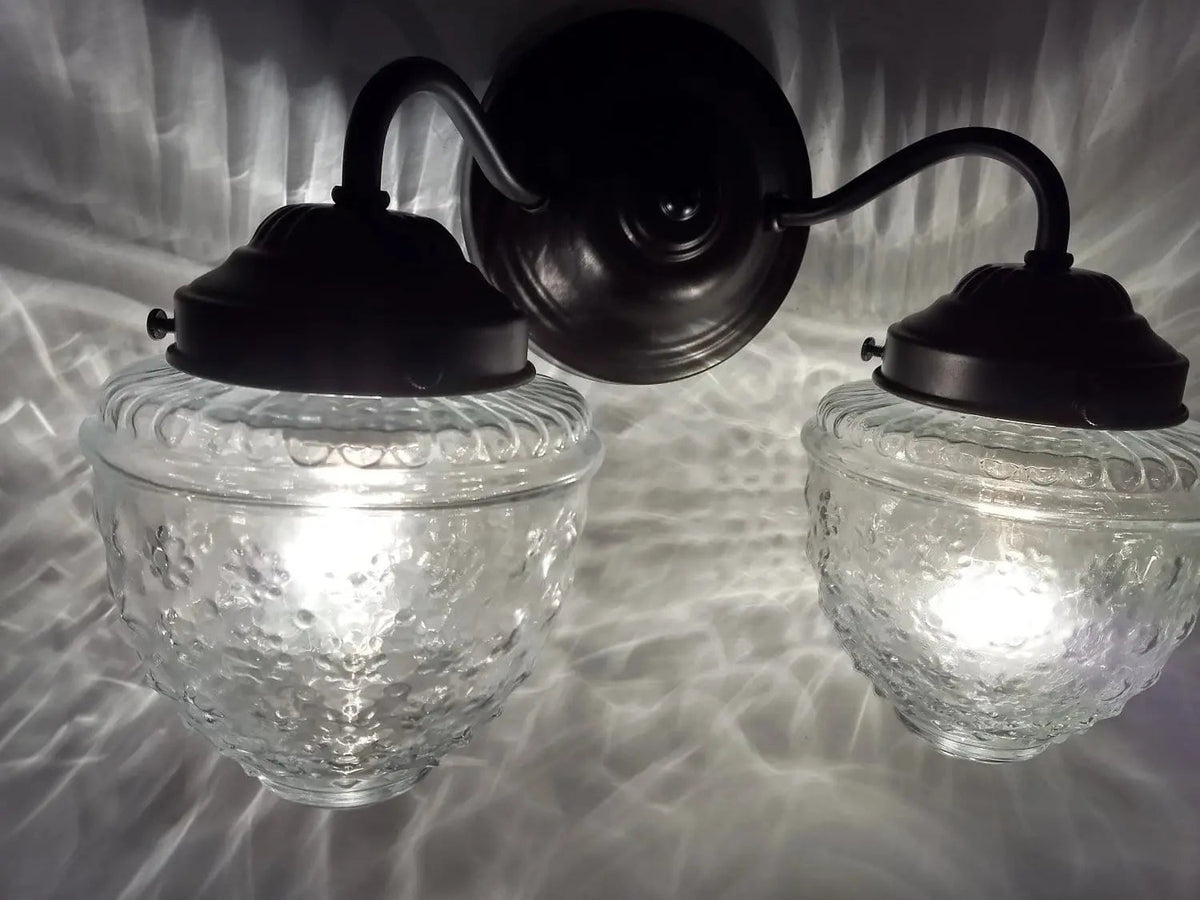  Antique Glass Double Wall Sconce Light Fixture