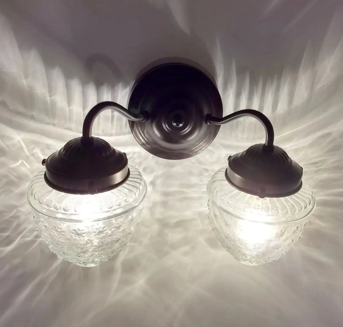  Antique Glass Double Wall Sconce Light Fixture