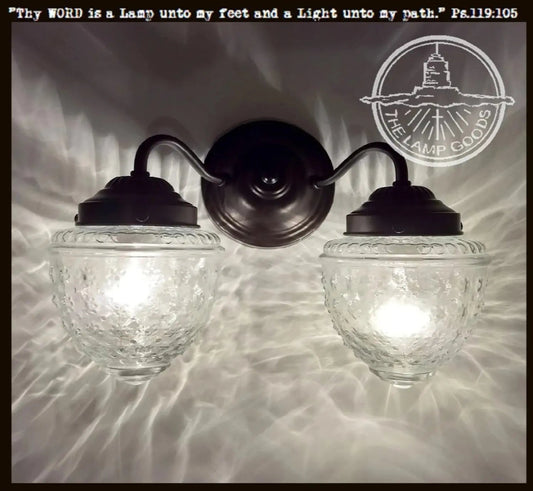  Antique Glass Double Wall Sconce Light Fixture