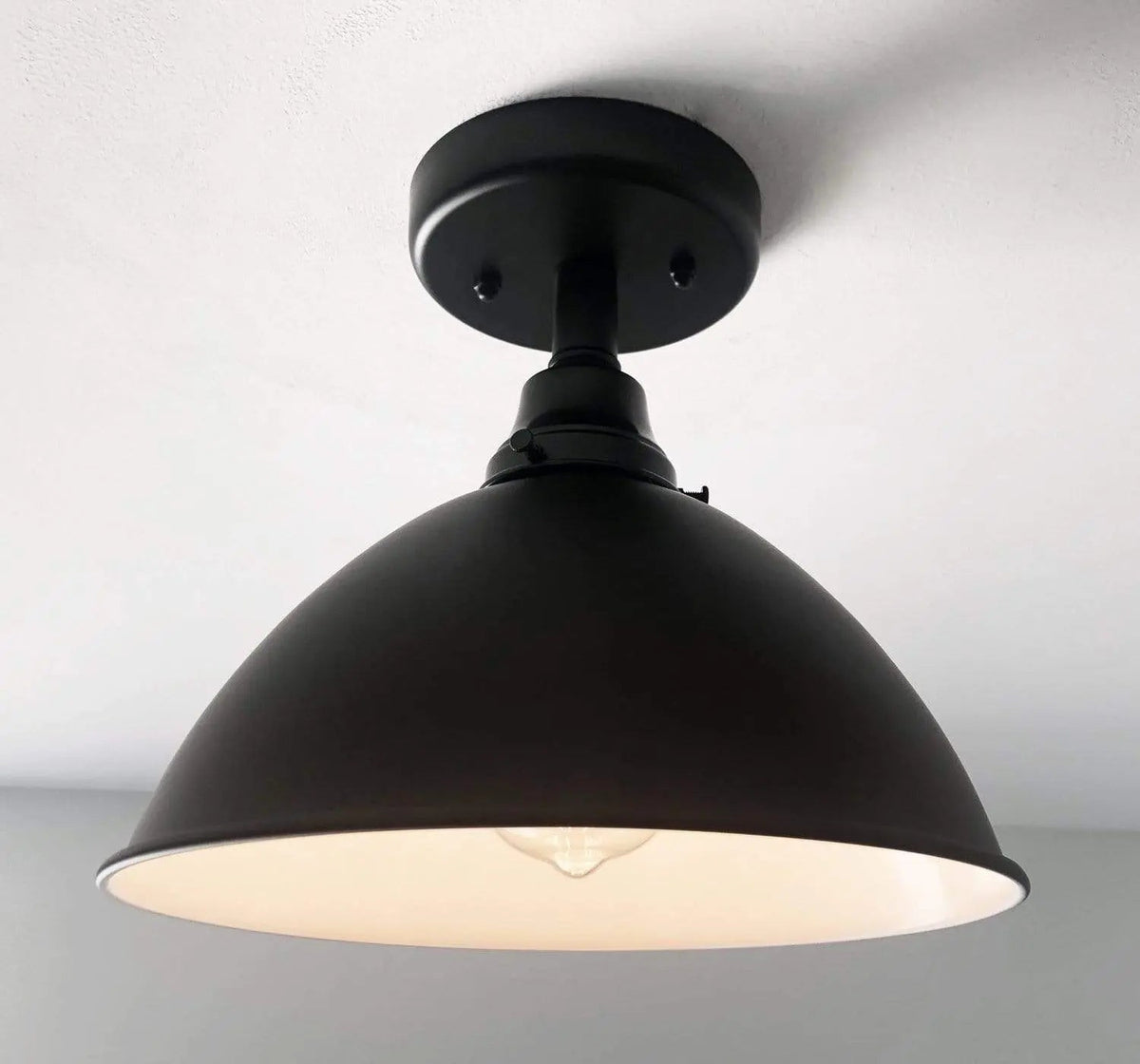  Large Black Enamel Farmhouse Ceiling Light