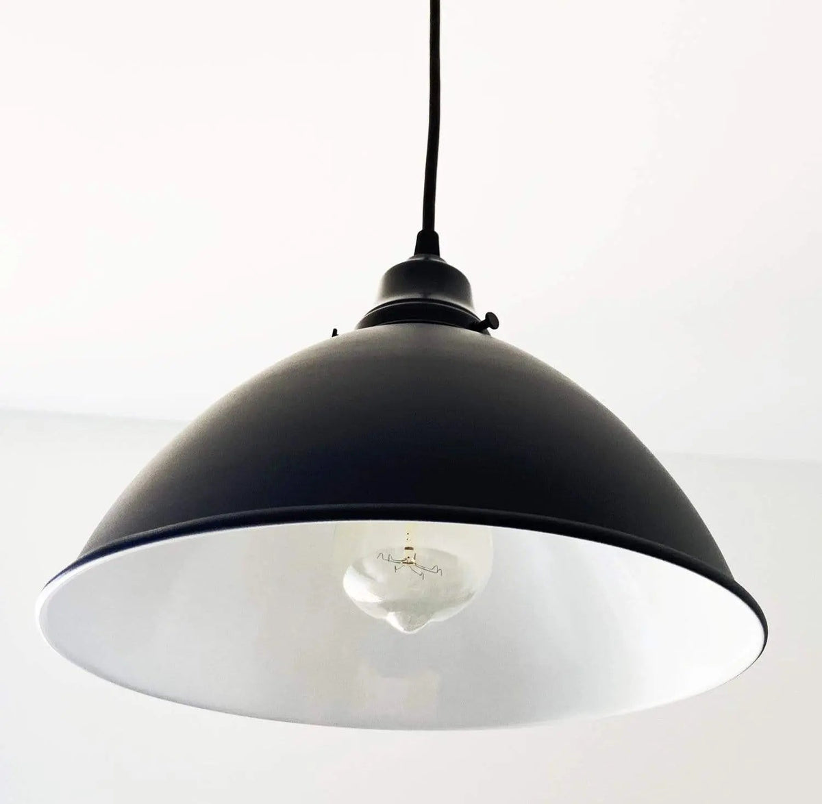  Large Black Enamel Farmhouse Pendant Light