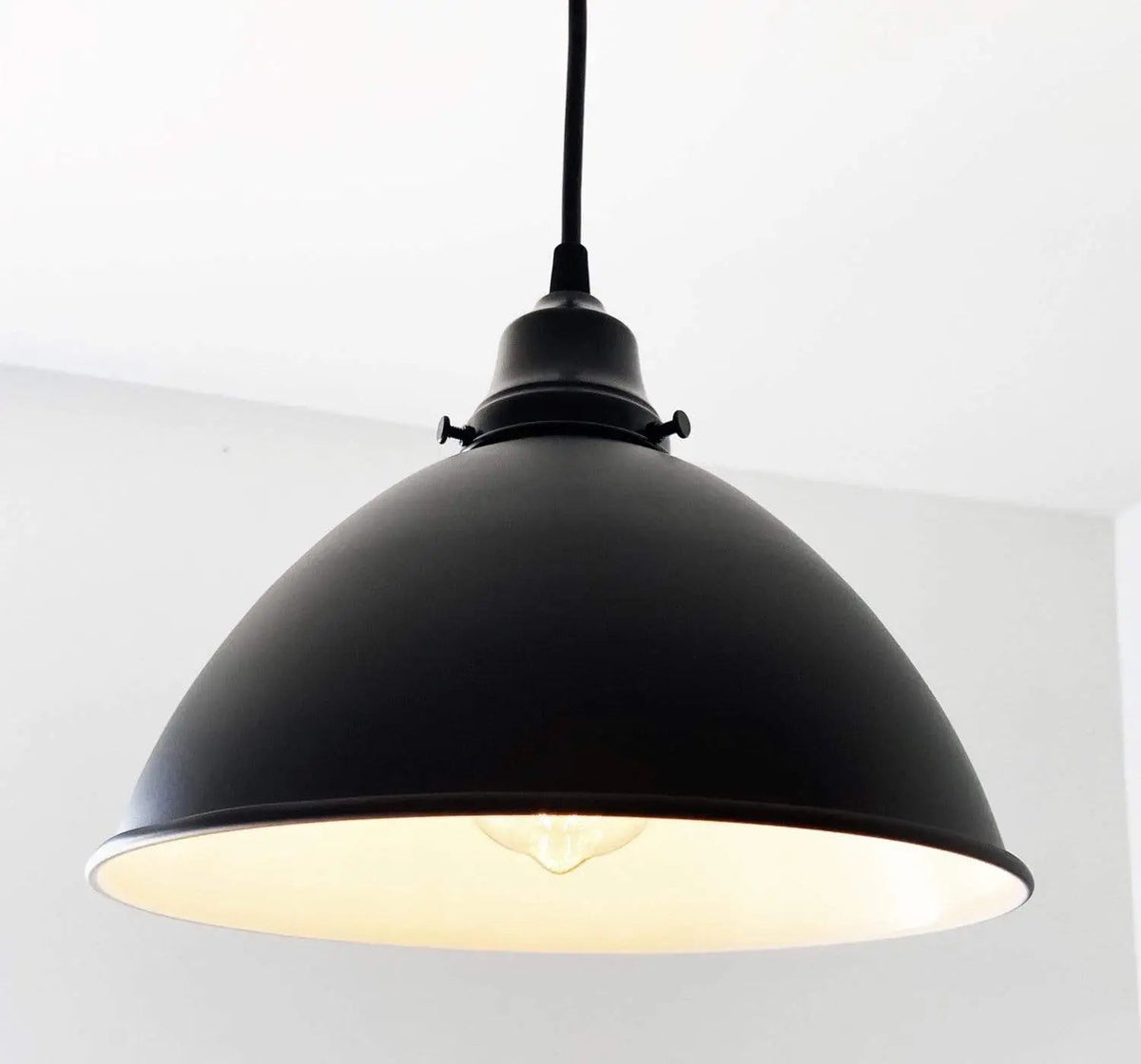  Large Black Enamel Farmhouse Pendant Light