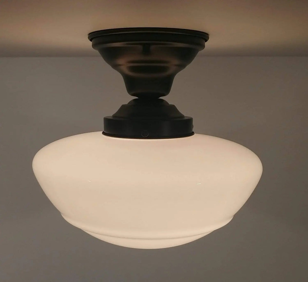  Large Mushroom Milk Glass Schoolhouse Light Fixture